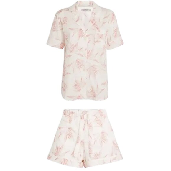 195$ Desmond & Dempsey Cotton Deia Short Pajama Set Women's Size M White Pink - Picture 3 of 3